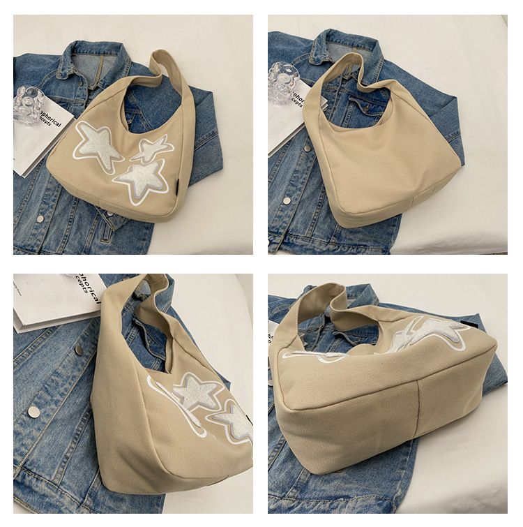 Star Pattern Women's Trendy One Shoulder Underarm Bag With Large Capacity And Versatile Student Commuting Tote Bag_voghion.com