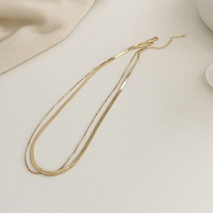 Colier cu strat dublu cu temperament de vânt, design de nișă feminină, purtare parfumată, vânzări, vânt simplu și rece, șarpe_voghion.com