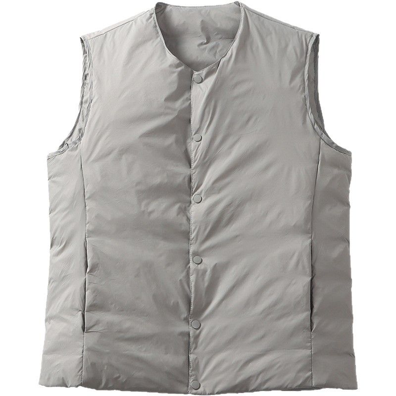 Gilet sans manches léger en duvet de canard blanc, col rond, grande taille, collection automne-hiver transfrontalière. Tendance_voghion.com