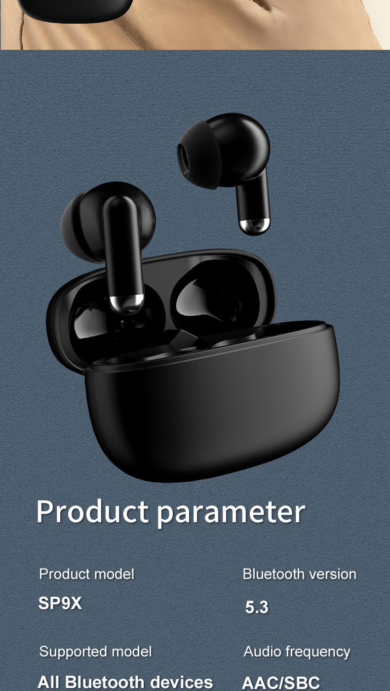 SP9X Premium TWS Earbuds – Digital Display ANC, 40H Ultra Battery, IPX5 Waterproof & Minimalist Design For Workouts & Commute_voghion.com