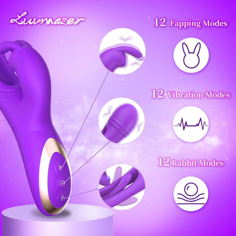 Vibrator Sex For Women 4IN1 Rabbit Vibrators Toys With Flapping Vibrating Dildos & Tapping Bunny Adult Products_voghion.com