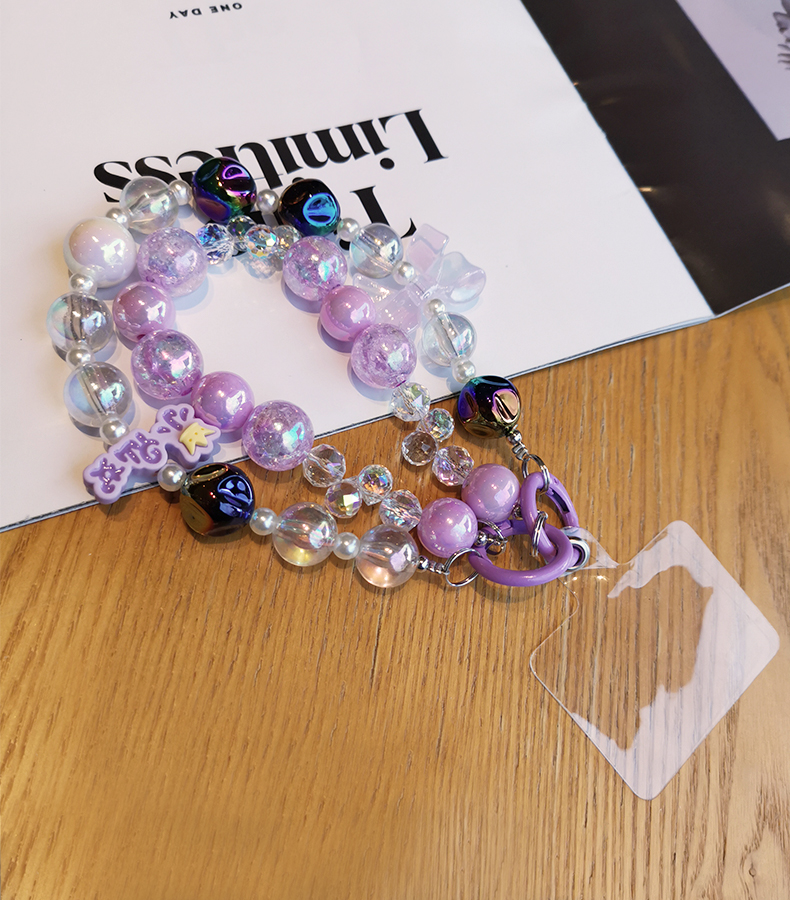 Mobiltelefon nyakpánt nőknek tündér kristály csukló repedés gyöngy dupla lánc átlátszó gyöngy nyakpánt klip stílus anti veszteség_voghion.com