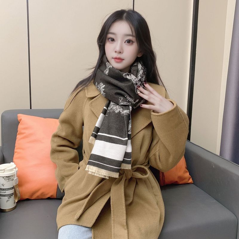 Neu für Damen Winter 2025: Doppelseitiger, langer, schlichter, vielseitiger, warmer Schal/Halstuch für reife Damen, in Schwarz und Weiß erhältlich._voghion.com