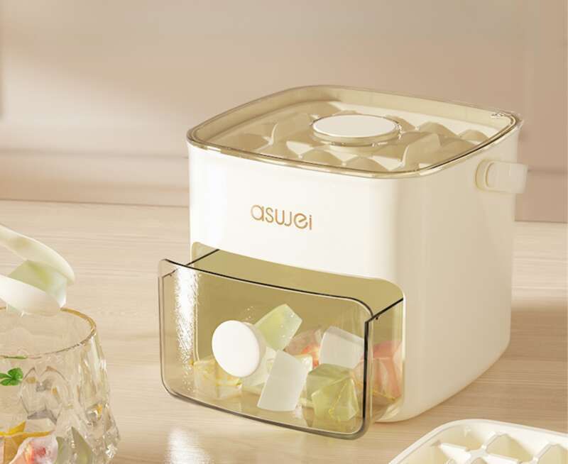 Stampo per ghiaccio per uso domestico, grande griglia con coperchio in silicone, contenitore per frigorifero, crema, cubetti di ghiaccio congelati_voghion.com