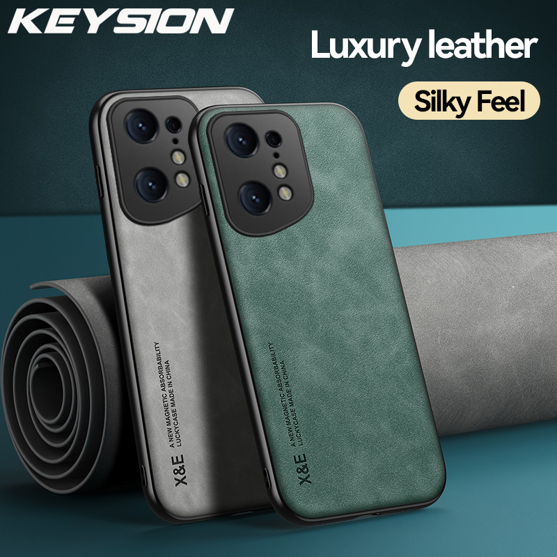 KEYSION Luxe Lederen Case voor OPPO Find X5 Pro X5 Lite Siliconen + PC Shockproof Phone Back Cover voor OPPO Find X3 Pro X3 Lite_voghion.com