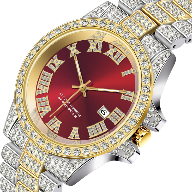 Merk Diamond Set voor heren nieuwe mode Water Ghost Hip Hop kalender quartz horloge_voghion.com