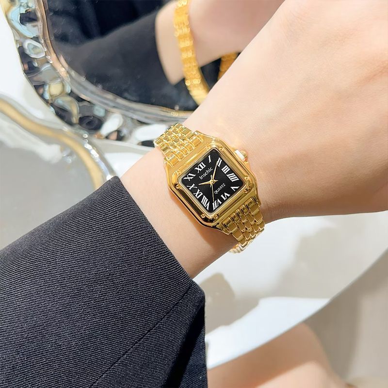 Elegante quadratische Damenuhr – Quarzuhr mit Legierungsgehäuse, wasserdicht und leicht, Business-Casual-Stil_voghion.com