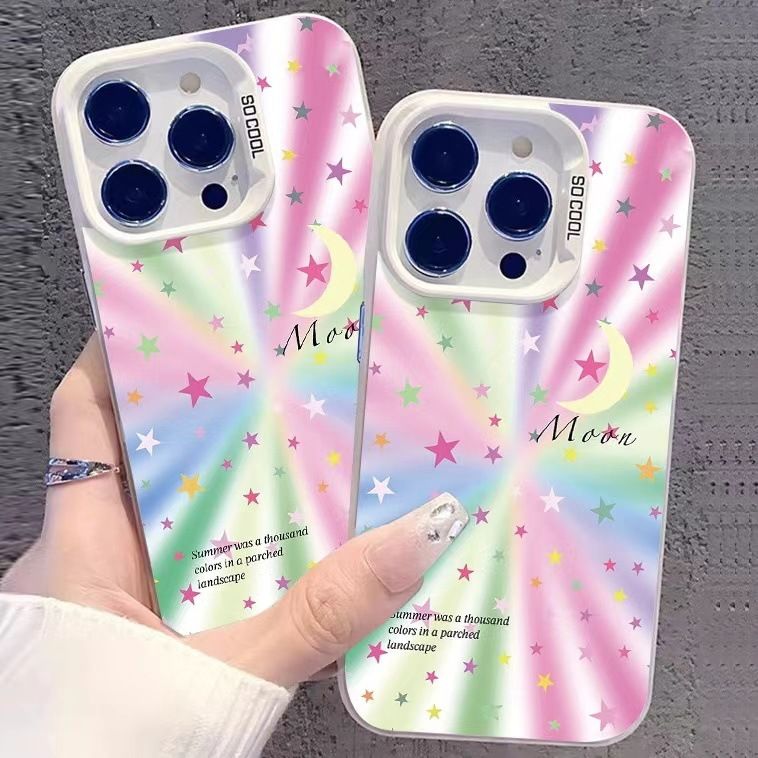 Custodia a forma di stella colorata TechGlobe per iPhone 15 Plus, stile europeo e americano, 16 Pro Max, custodia rigida per iPhone 14, 13 Niche, 12_voghion.com