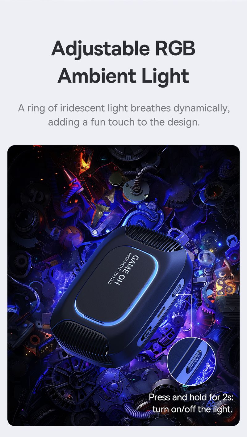 Baseus 2-in-1 Magnetic Cooler With Stand RGB Light Cooling Fan Radiator For IPhone 17 Air 16 Mobile Phone Holder Heat_voghion.com