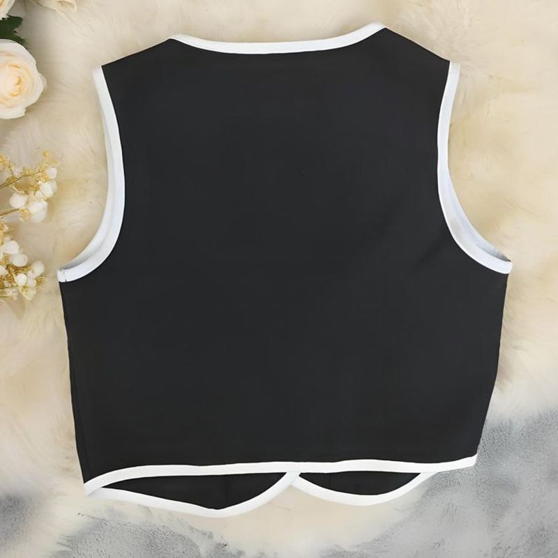 Gilet sans manches de couleur unie pour femme, nouveau tempérament_voghion.com