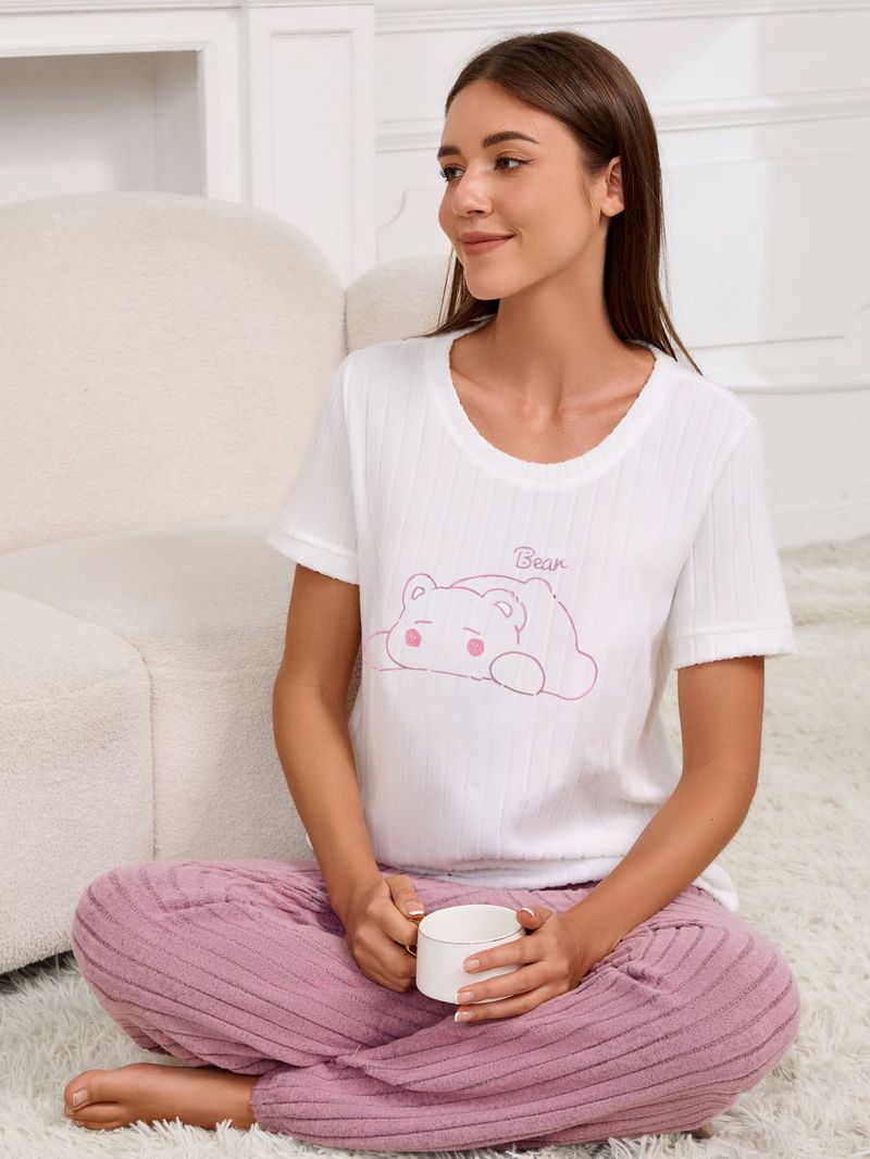 Naiste magamisriided Sweet Love pidžaamad Naiste ülikond Sügis uus temperament, ümara kaelusega lühikeste varrukatega püksid, kaheosalised mugavad koduriided trend_voghion.com