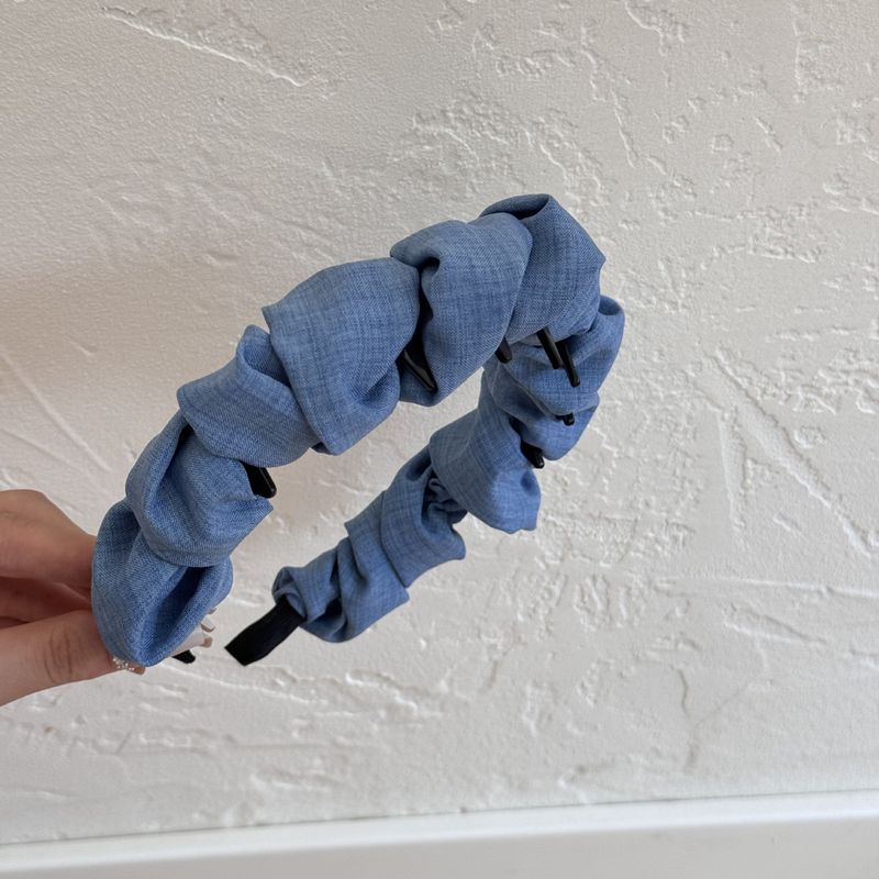 Denim Blue Wave Toothed High Cranium Headband Female Pressure Hair Wash Face Headband Non-slip Broken Hair Finishing Artifact Hair Accessories Female_voghion.com