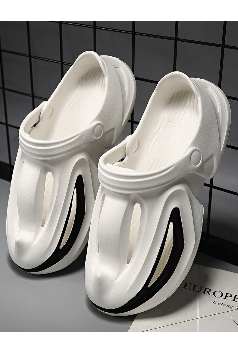 Trou de chaussures avec requin à bec une sensation de marcher sur les excréments, chaussures d'été de plage à semelles souples pour hommes augmentant la hauteur,_voghion.com