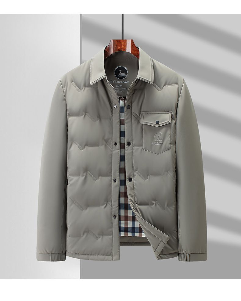 Nuovi piumini autunnali da uomo, maglie corte, colli spessi, caldi per persone di mezza età e giovani, capispalla invernali_voghion.com