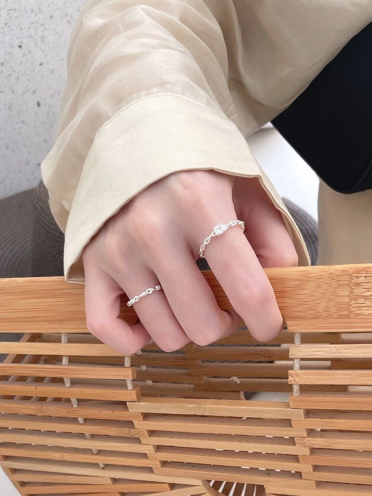 ins style Korean plain knotted braided open ring female no fading simple niche design high-end sense all-match_voghion.com