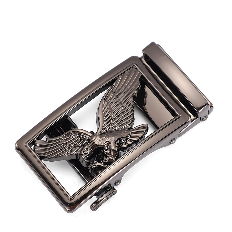 Genuine Leather Men's Belt Golden Gray Automatic Eagle Buckle Belts for Man High Quality Designer Waist Strap 3.5 CM Big_voghion.com