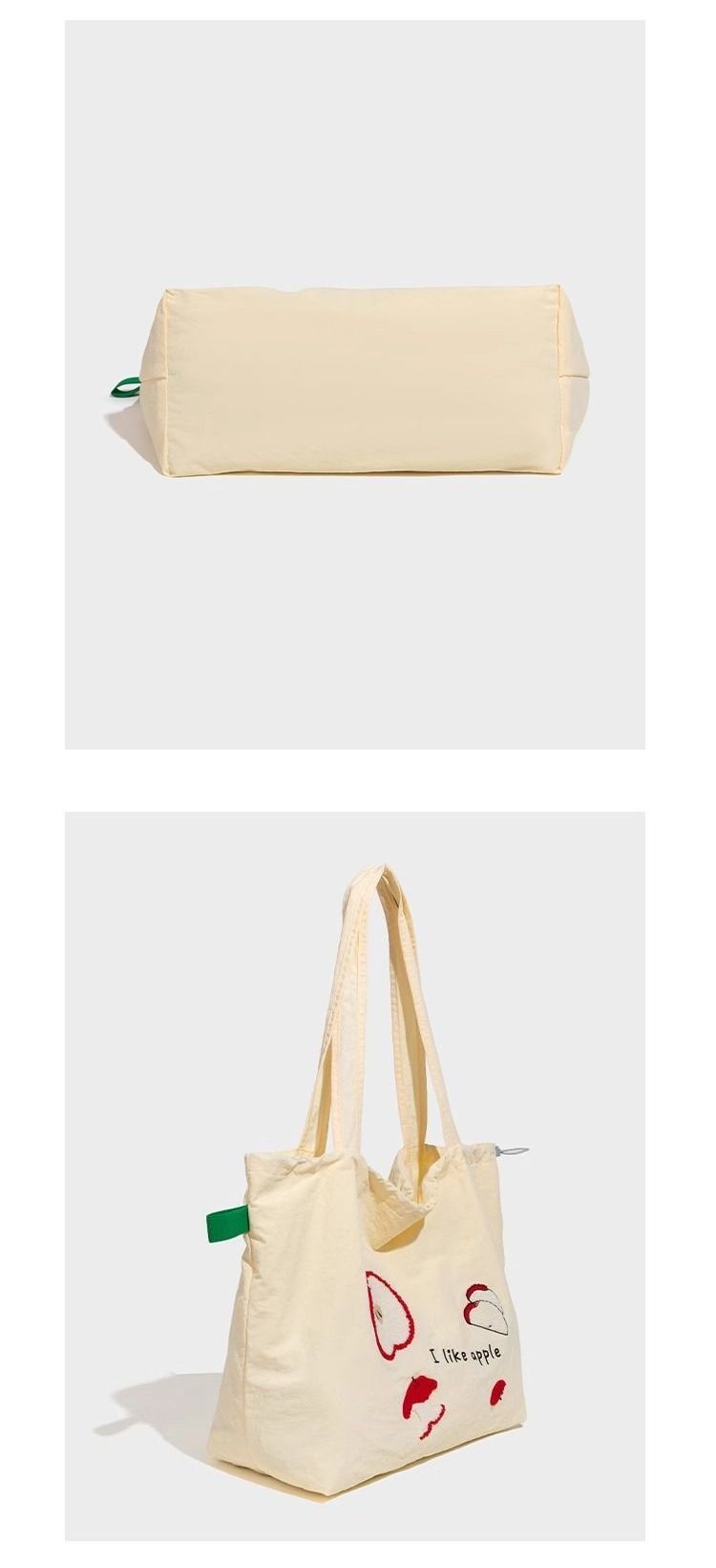 Embroidered Drawstring Canvas Bag 2025 Fall/Winter New Versatile Shoulder Bag Tote Bag_voghion.com