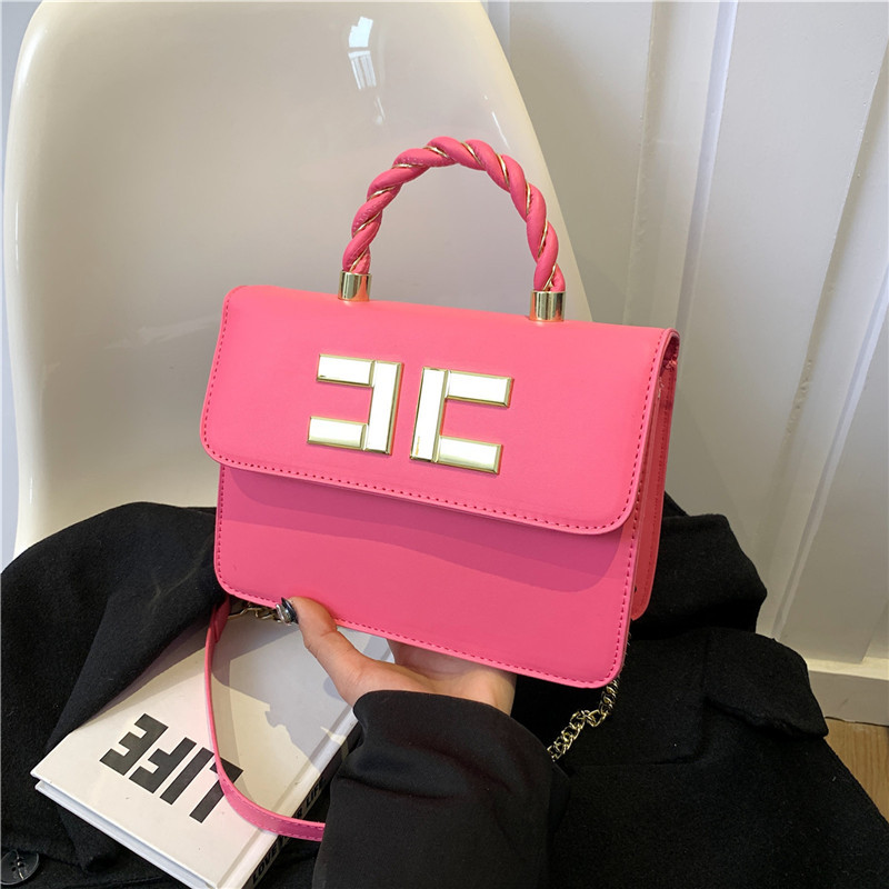 Sac à main rotatif coloré à bandoulière avec chaîne CC pour femme, sac léger_voghion.com