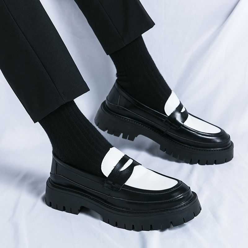 Suitable For All Seasons Four Seasons New Low-top Thick-soled Height-increasing Leather Korean Style Color-blocking Tassel Casual Fashion Youth_voghion.com