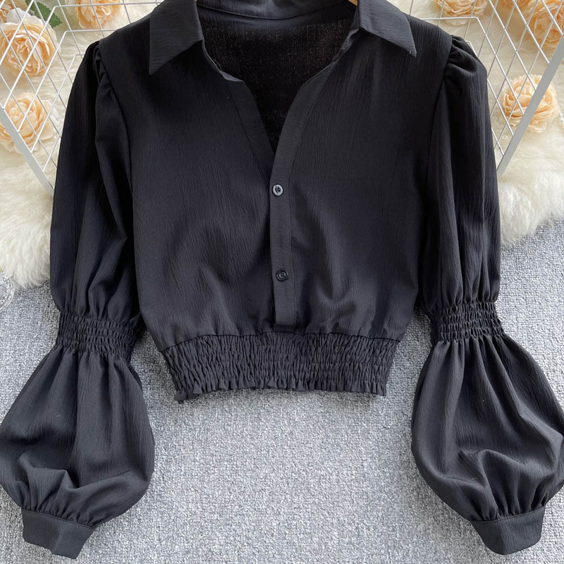 Camicie da donna con maniche a sbuffo, camicie sciancrate, corte, chic, eleganti, belle, eleganti, bianche_voghion.com