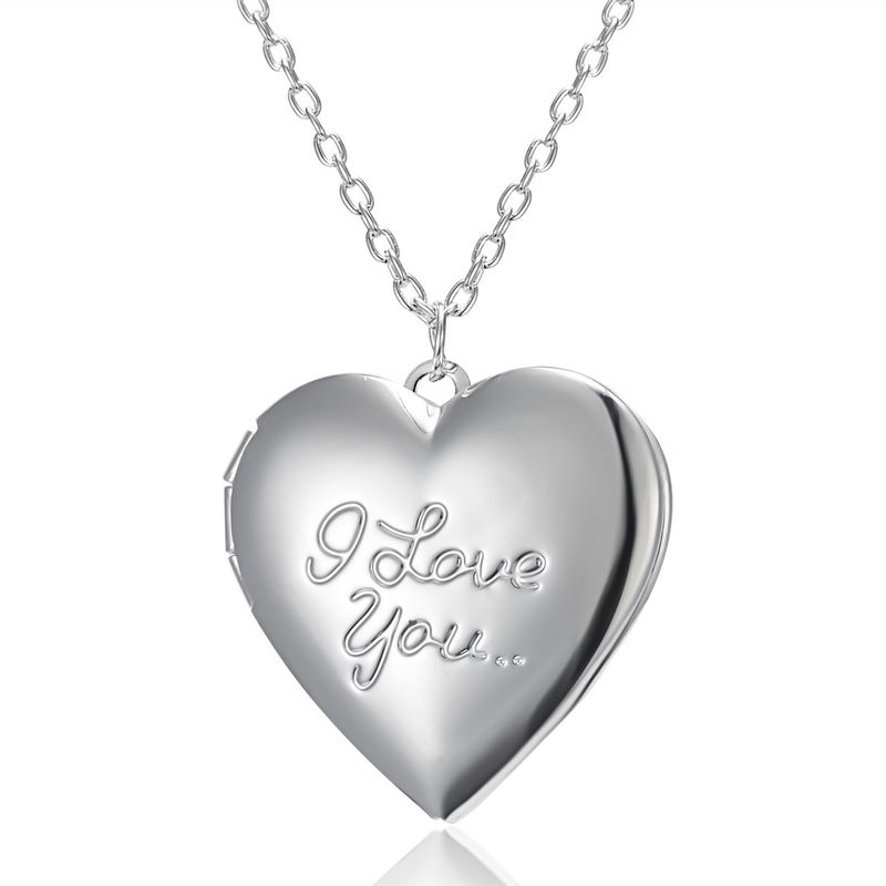 Collier pendentif amour simple peut ouvrir le cadre sculpté photos mode couple collier tempérament collier femmes_voghion.com