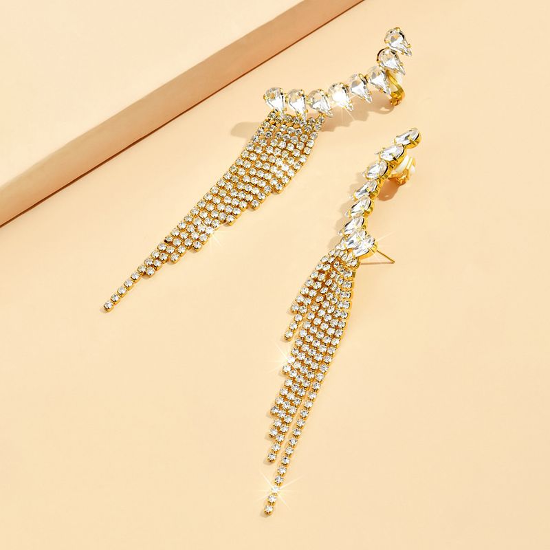 Unisex Earrings Personalized Tassel Earrings Fashionable Temperament Super Flash Diamond Claw Chain Earrings_voghion.com