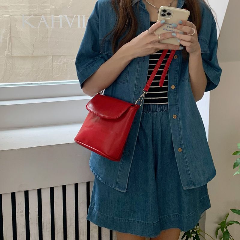 Sac seau à bandoulière à une épaule rouge pour femmes coréennes 2024, texture Instagram, nouveau design polyvalent et de niche_voghion.com