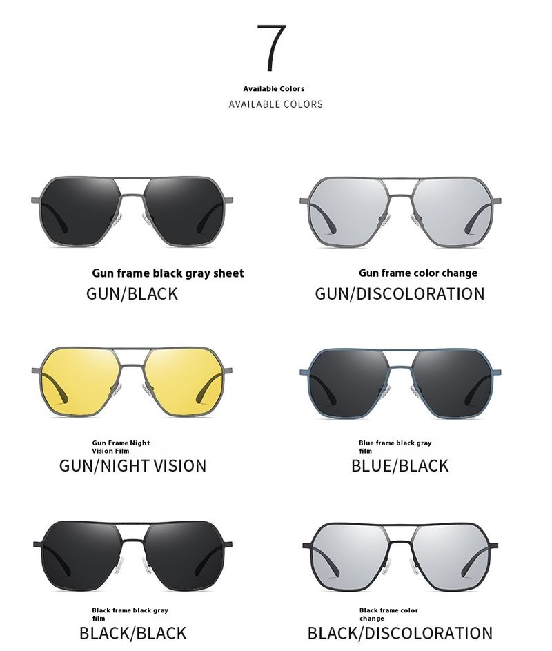 New Irregular Aluminum Magnesium Men's Sunglasses Driving Trend Sunglasses Night Vision Color Changing Anti UV Polarizing Lens_voghion.com