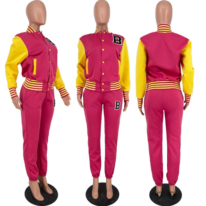 Damenbekleidung Baseballuniform Anzug Brief zweiteiliger Anzug_voghion.com