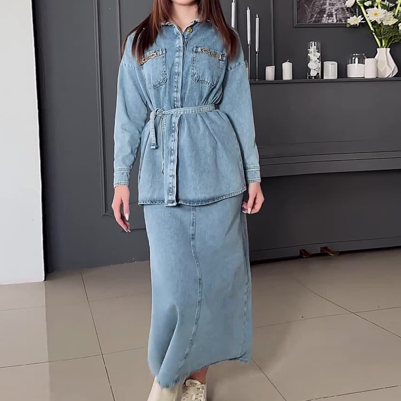 Ženska oblačila Moda Obrabljeni oprani ležerni jeans topi in krila Obleke_voghion.com