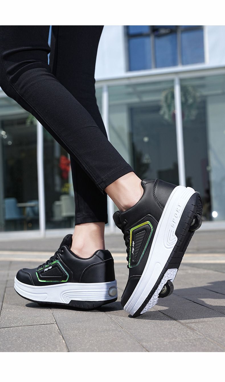 Neu Zweirädrige Flash-Schuhe Jungen Mädchen Rollschuhe Erwachsene Speed Skating Sneakers Abnehmbare Kinder_voghion.com