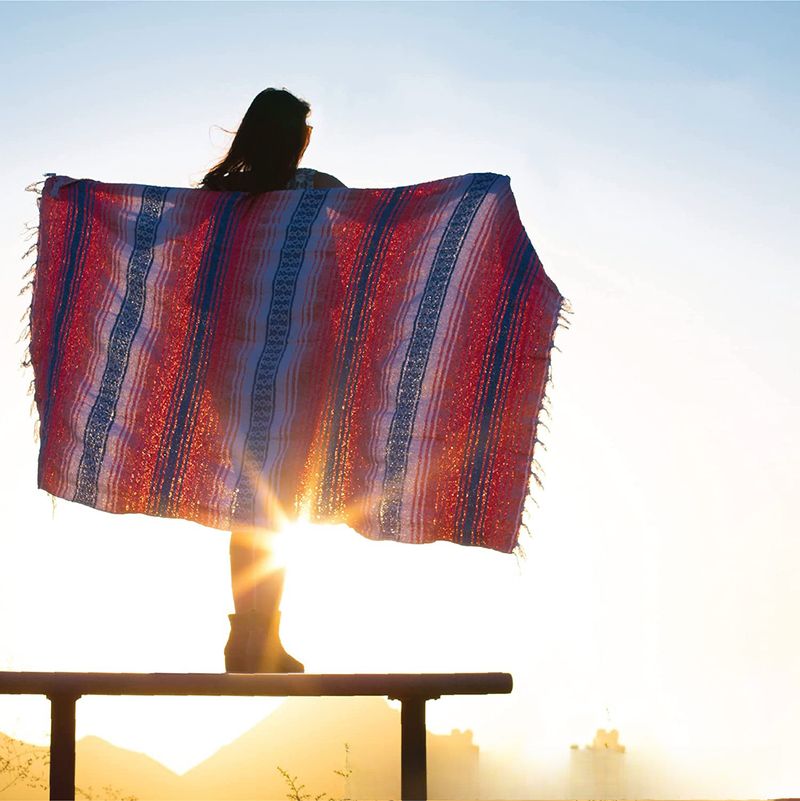 Kwastjes Mexicaanse deken Handgemaakte geweven sjaal Geometrische deken voor thuis Picknickdeken Bankdeken Yogadeken_voghion.com