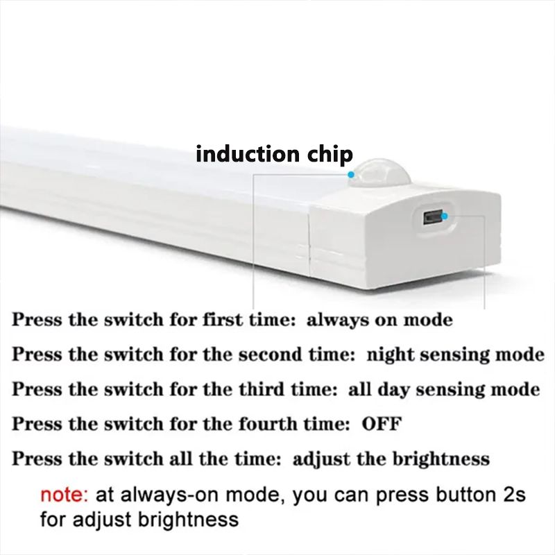 PIR Motion Sensor LED Under Cabinet Lamp Dimmable Rechargeable Night Light Stairs Closet Room Aisle Tube Bar Detector Bulb_voghion.com