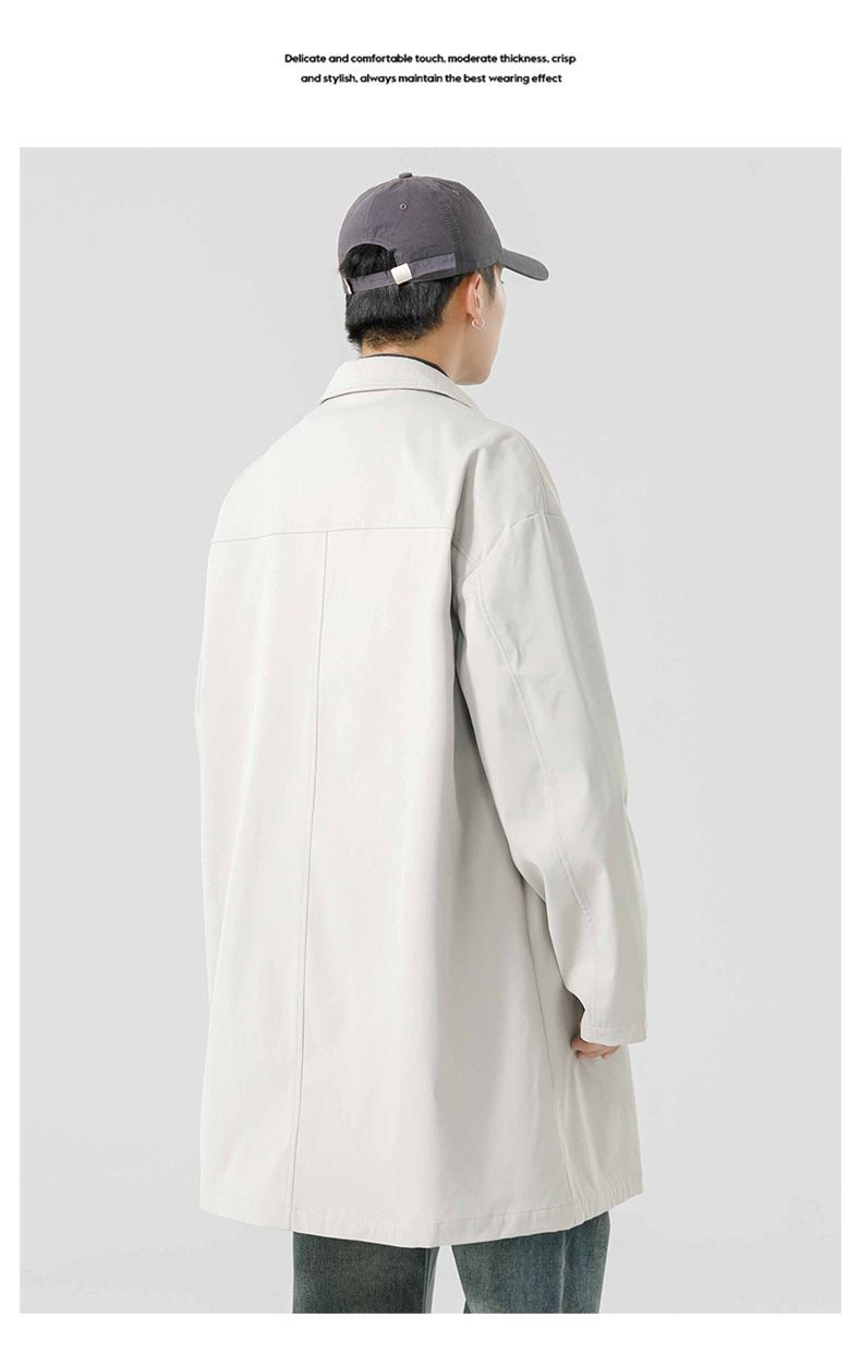 Trench con risvolto Balken da uomo, di media lunghezza, autunno/inverno 2024, nuovo marchio alla moda, con decorazione a rivetti_voghion.com