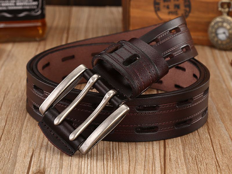 HOT Best YBT High Quality Genuine Leather for Men Brand Strap Male Double Pin Buckle Fancy Vintage Jeans Cowboy Belts_voghion.com