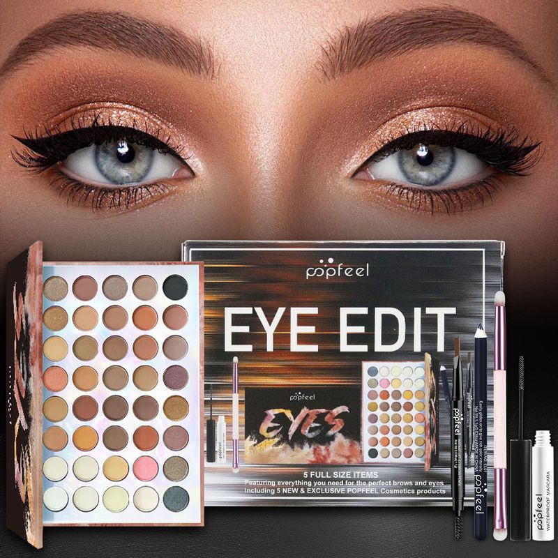 Make-up-Sets POPFEEL 40-Farben-Lidschattenpalette, Mascara, Lidschattenpinsel, Eyeliner, Augenbrauenstift-Kombinationsset, unverzichtbar für Anfänger_voghion.com