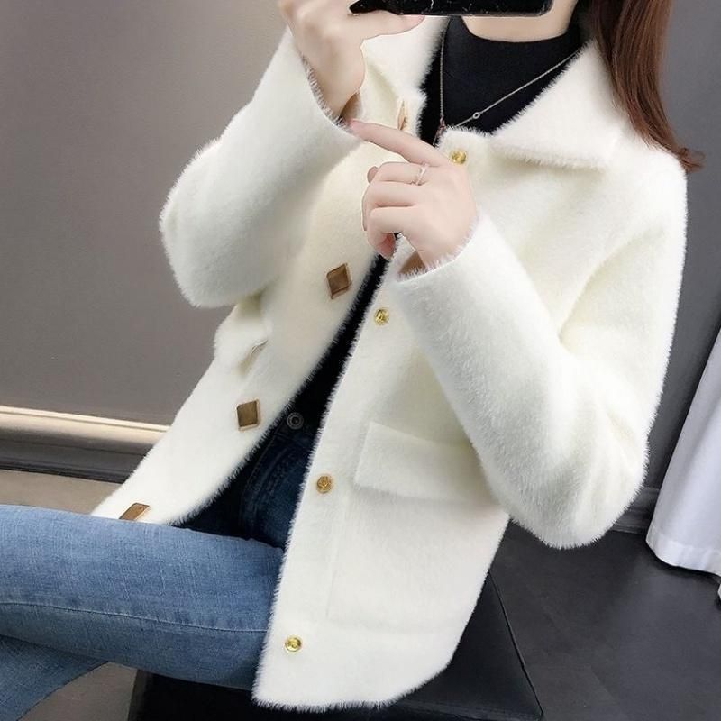 2024 Spring And Autumn New Korean Style Coat Mink Velvet Loose Sweater Women's Fairy-like Knitted Cardigan Trend_voghion.com