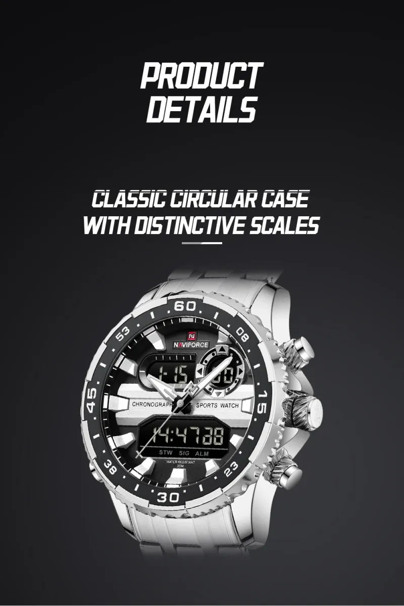 Original Trend Brand LCD Display Analog Digital Quartz Man Clock 30m Waterproof Luminous Wristwatch_voghion.com