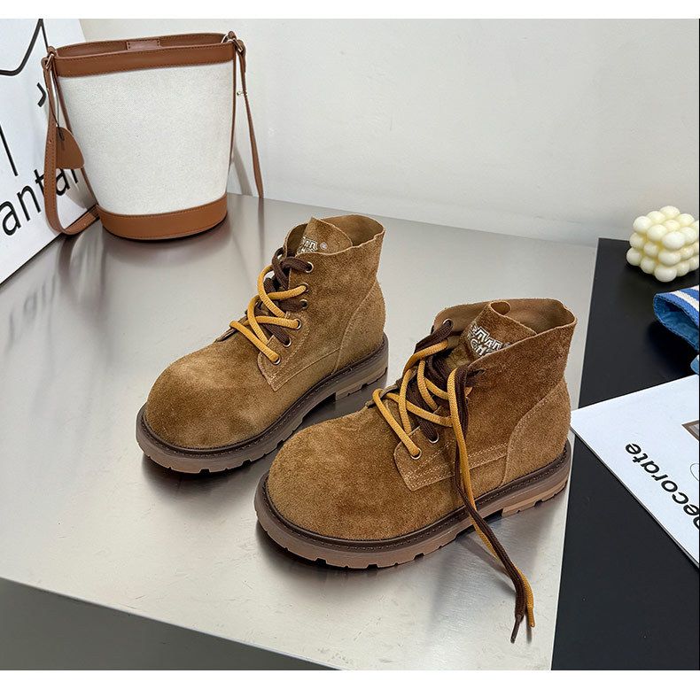 Cowhide Version Of The Leather Thick Bottom Height Martin Boots_voghion.com