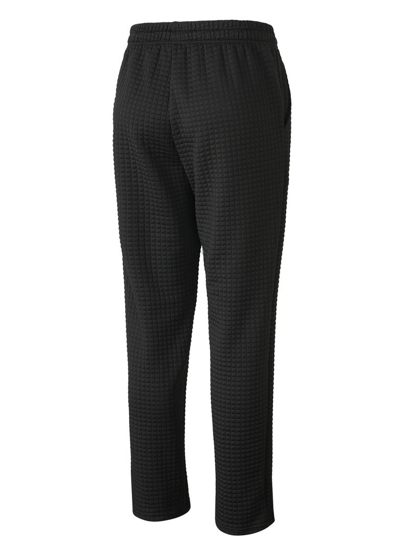 Men's Relaxed-Fit Waffle Knit Casual Pants – Elastic Waist, Breathable & Lightweight For Spring/Autumn (S-XXXL, Black/Gray)_voghion.com