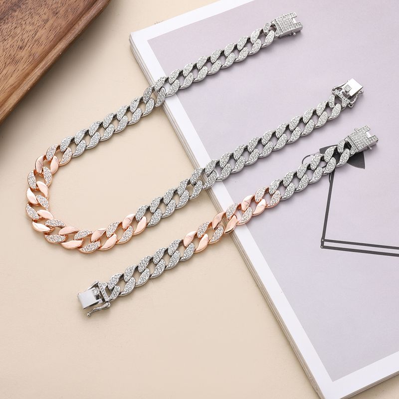 milieuvriendelijke legering Hiphop hoogwaardige kleurblokkering 15mm Cubaanse armband sieraden_voghion.com