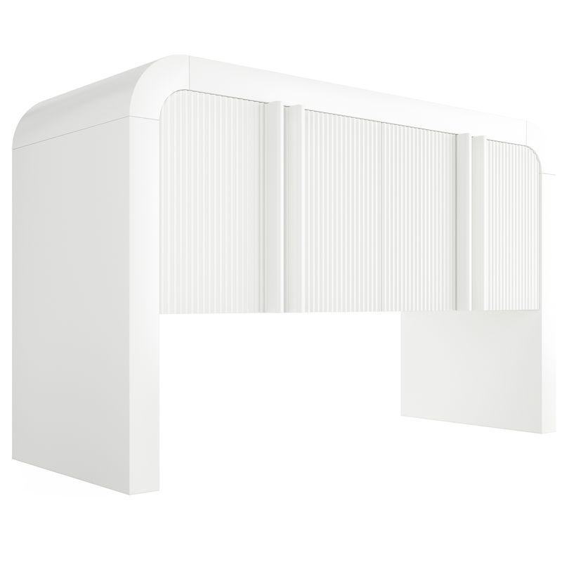 Credenza Weiß Mit Abgerundeter Ecke, Magnetischen Türen, Kippsicherung_voghion.com