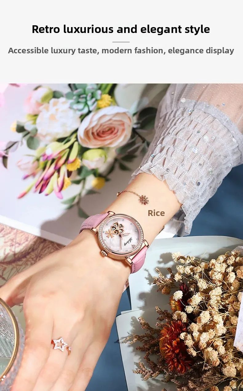 AILANG Damenuhren Mode Skelett Mechanische Armbanduhr Edelstahl Wasserdicht Luxus Diamant Automatikuhr Frauen_voghion.com