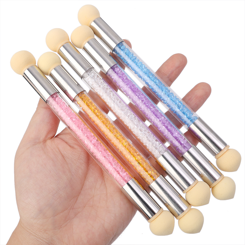 Farbverlauf 1 doppelseitiger Farbstift Punktpinsel Schwammkopf Wasser Diamantgriff Nagelkunstpinsel Nagelkunstschmerz_voghion.com