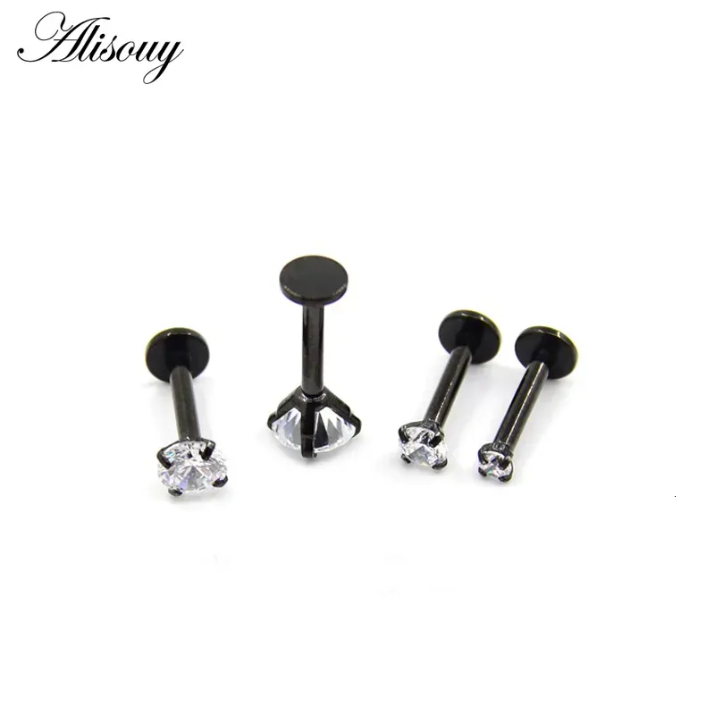 Piercing al naso, 1 pezzo, colore argento, labret, piercing al labbro, zircone anodizzato, filettatura interna, griffe, Monroe 16G, trago, elica, orecchio_voghion.com