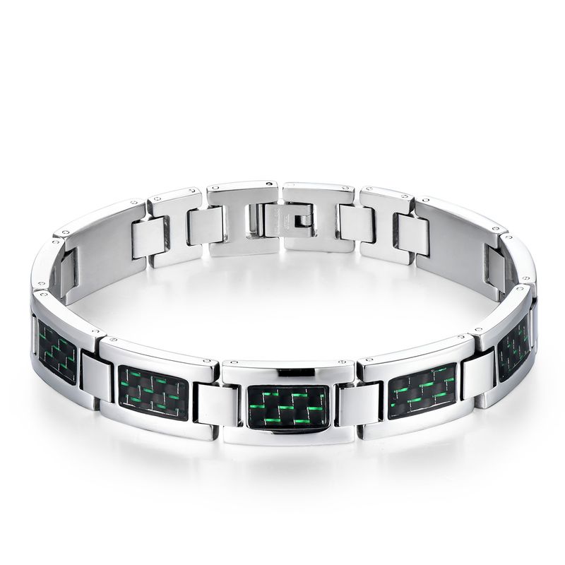 Herrenarmband aus Edelstahl und Karbonfaser – eleganter Business- und Freizeitstil mit geometrischem Design – langlebig und leicht für den Alltag_voghion.com