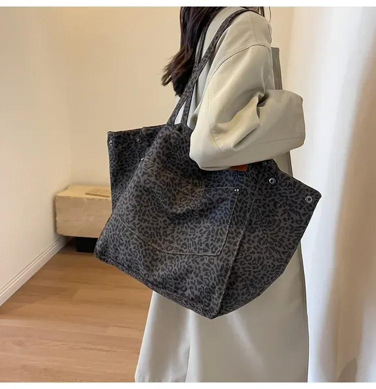 Leopard Design 2023 Shopper di moda coreana Grandi borse per la spesa per donna Borsa a tracolla per ragazza di grande capacità_voghion.com