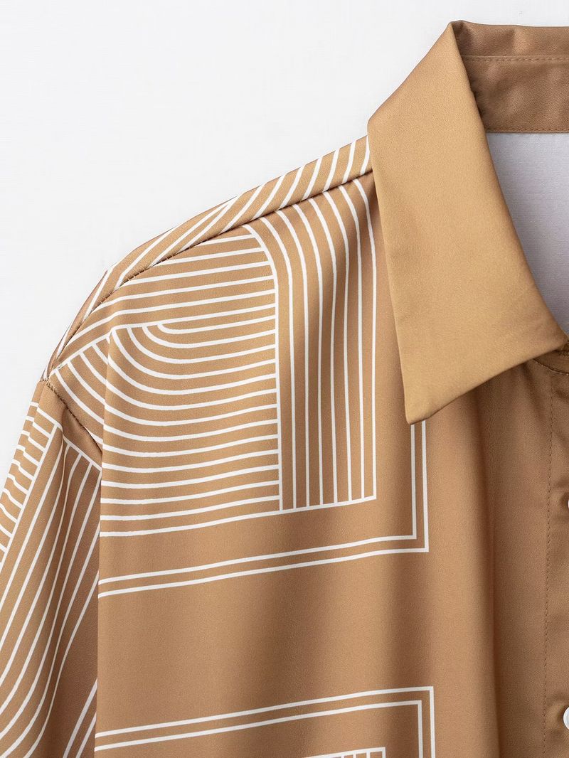 Geometric Print Women's Shirt & Casual Pants Set – Trendy Streetwear Outfit (XS-L) | Lightweight Polyester For Fall_voghion.com