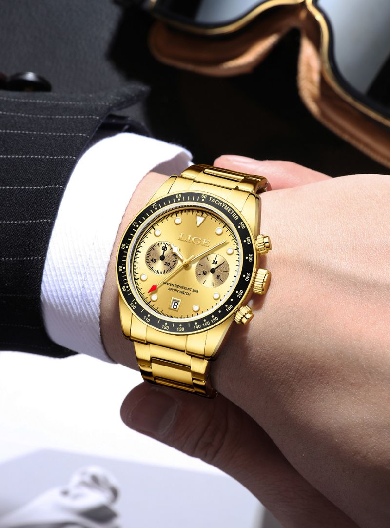 Relógio de quartzo masculino com design ultrafino, resistente à água, ponteiros luminosos e mostrador de data – perfeito para uso casual e esportivo_voghion.com