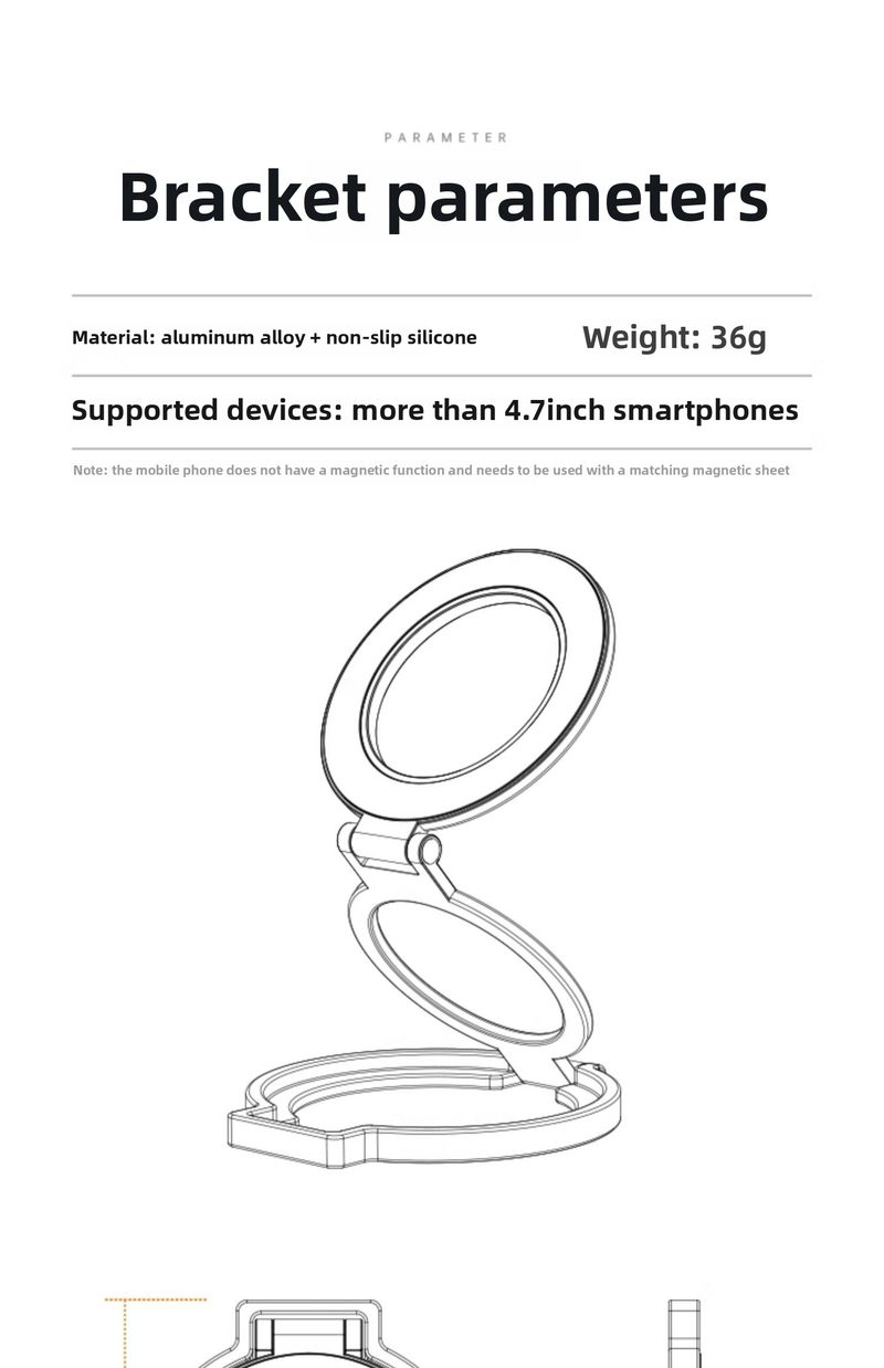 Supporto per telefono con anello magnetico in lega di alluminio 2 in 1, pieghevole, ultrasottile, girevole, per iPhone 16, 15, 14, 13, 12 Pro Max_voghion.com